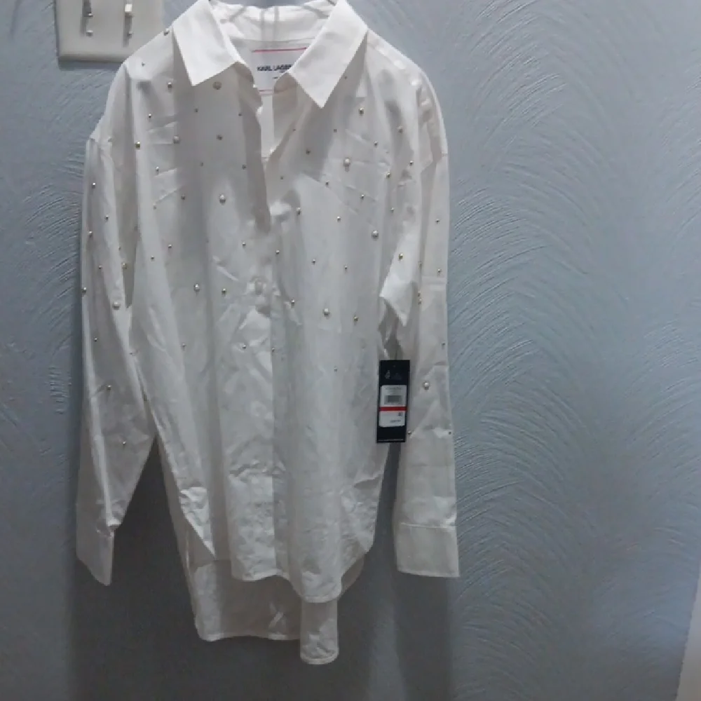 Karl Lagerfeld White Shirt with Stud Accents - Picture 1 of 7